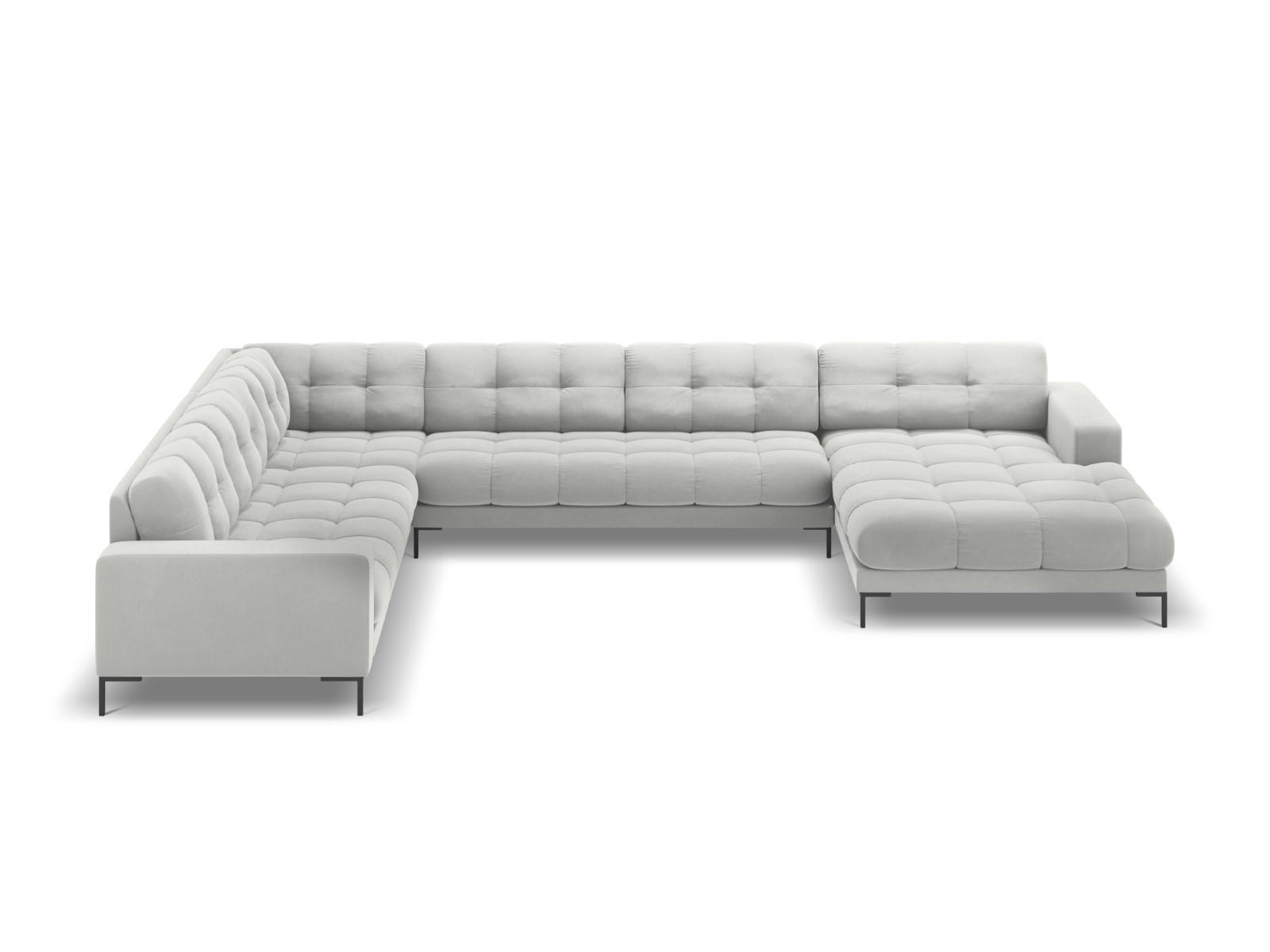 PANORAMASOFA links Mamaia aus Samt silber 7 Sitzplätze - Silberfarben, Textil (256/75/327cm) - Micadoni