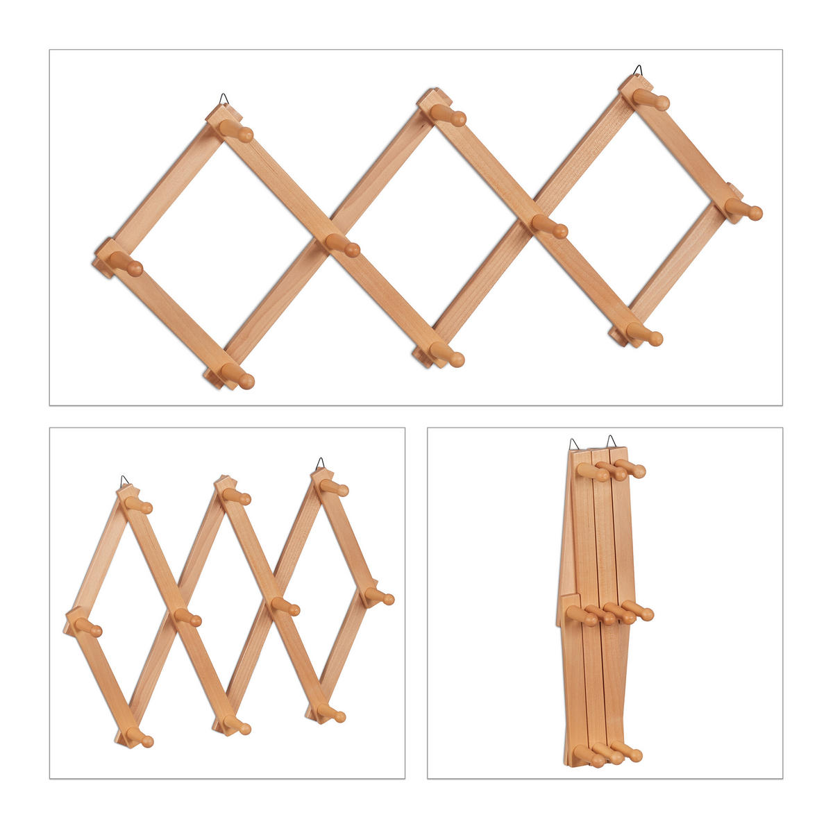 WANDGARDEROBE - Hellbraun, Holz (111/5.5/7.5cm) - Relaxdays