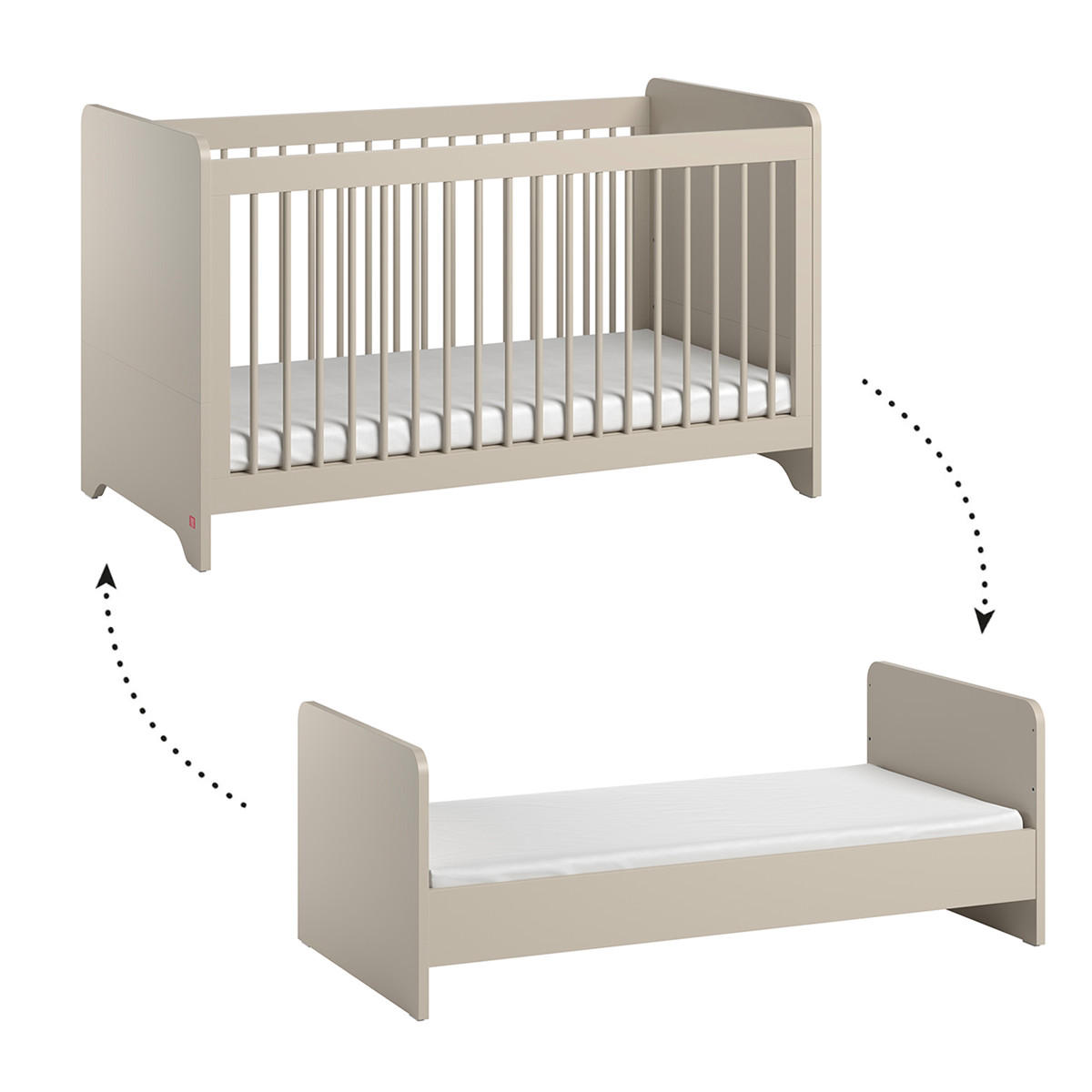 BABYZIMMER 3-teilig Ova Beige - Beige, Holzwerkstoff (144.5/86/75cm) - Petits-meubles