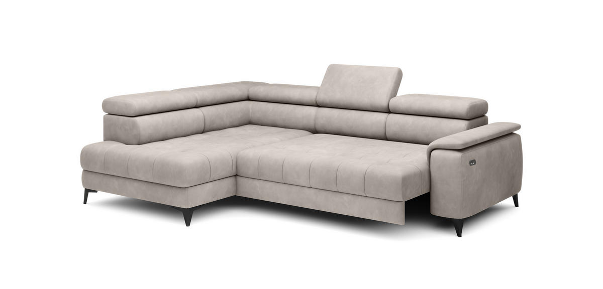 ECKSOFA CHIVAS Freistehend , Schlaffunktion, 278×197×76/98 cm, Stoff - Element, Puderrosa, Linke Seite - Hellrosa/Schwarz, Holz/Textil (278/197cm) - DomoHome