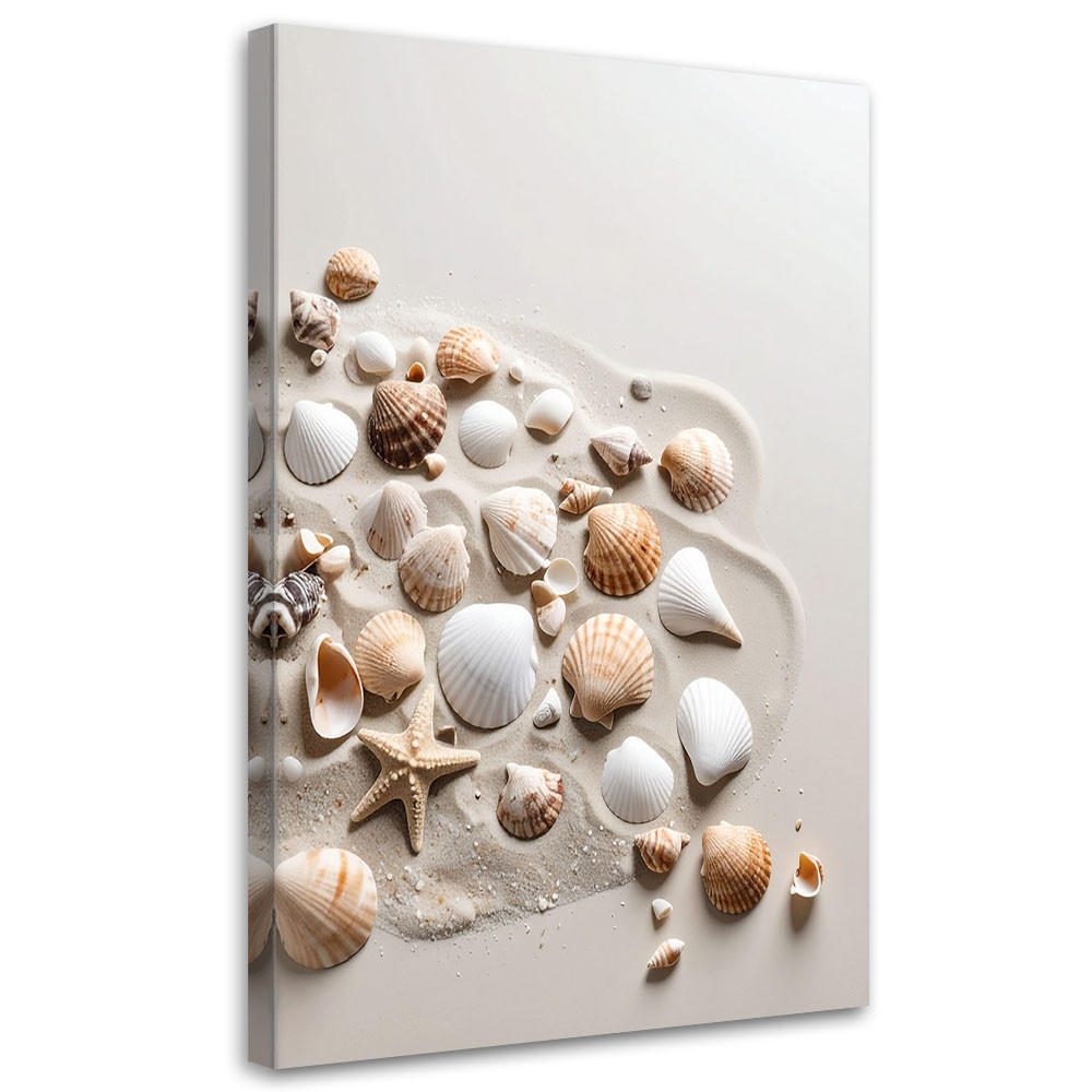 LEINWANDBILD Muscheln Strand Natur beige 60x90cm - Beige, Textil (60/90cm) - Feeby