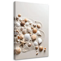 LEINWANDBILD Muscheln Strand Natur beige 70x100cm - Beige, Textil (70/100cm) - Feeby