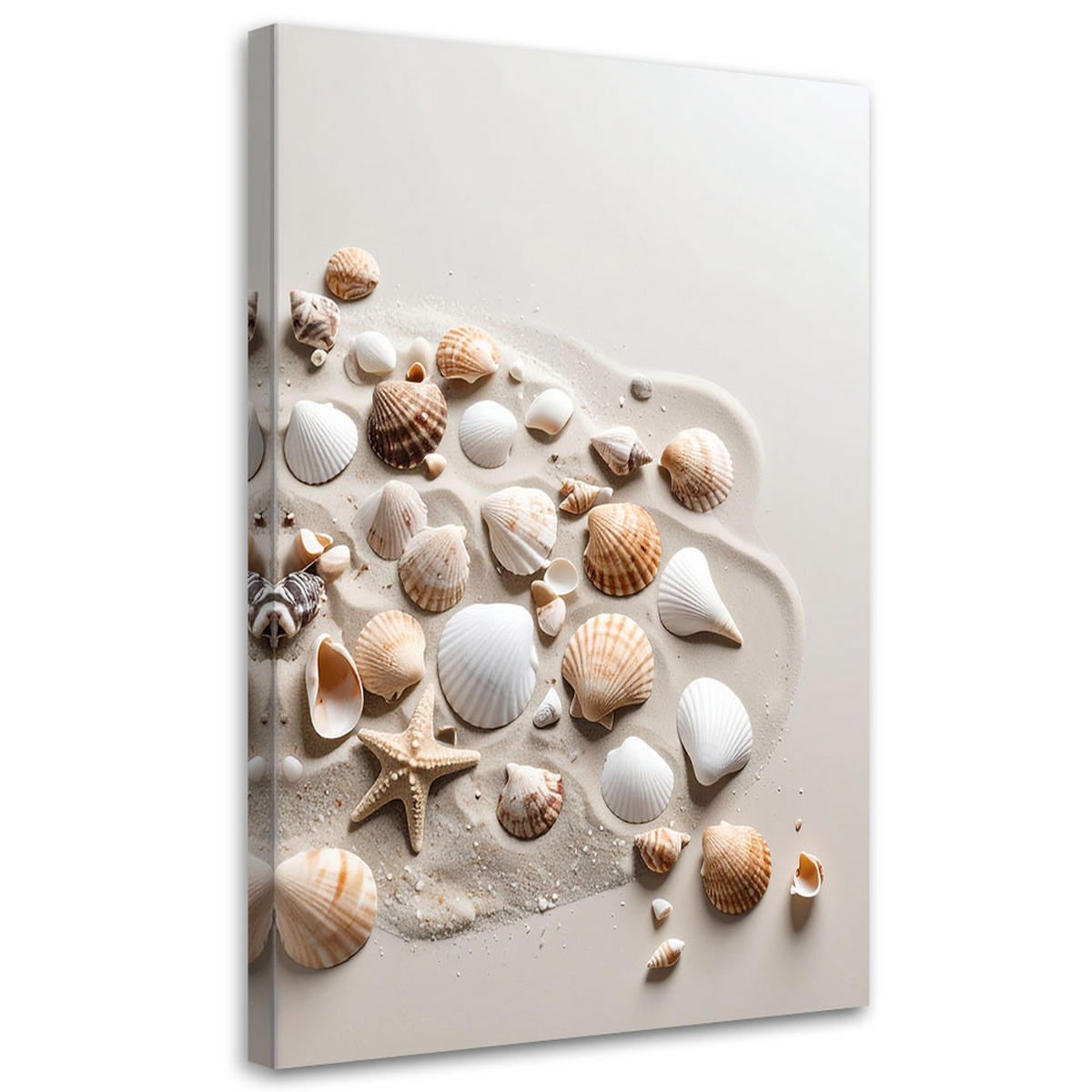 LEINWANDBILD Muscheln Strand Natur beige 70x100cm - Beige, Textil (70/100cm) - Feeby