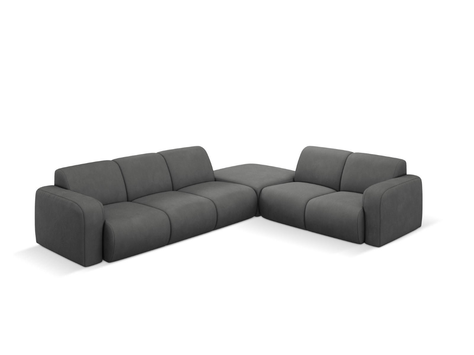 ECKSOFA rechts Molino aus strukturiertem Stoff dunkelgrau 6 Sitzplätze - Dunkelgrau, Textil (250/315cm) - Micadoni