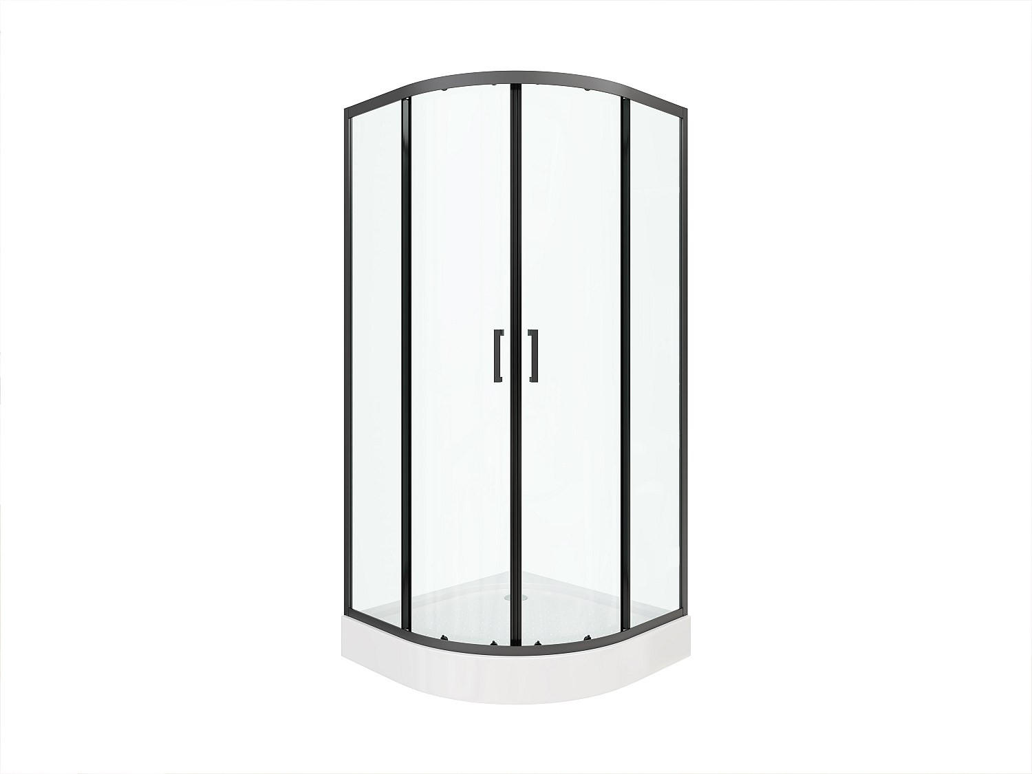 DUSCHTRENNWAND Seitenwand Eckdusche mit Duschwanne - Schwarz - 90x90x192 cm - SIDOA - Schwarz, Metall (90/192cm) - Vente-Unique