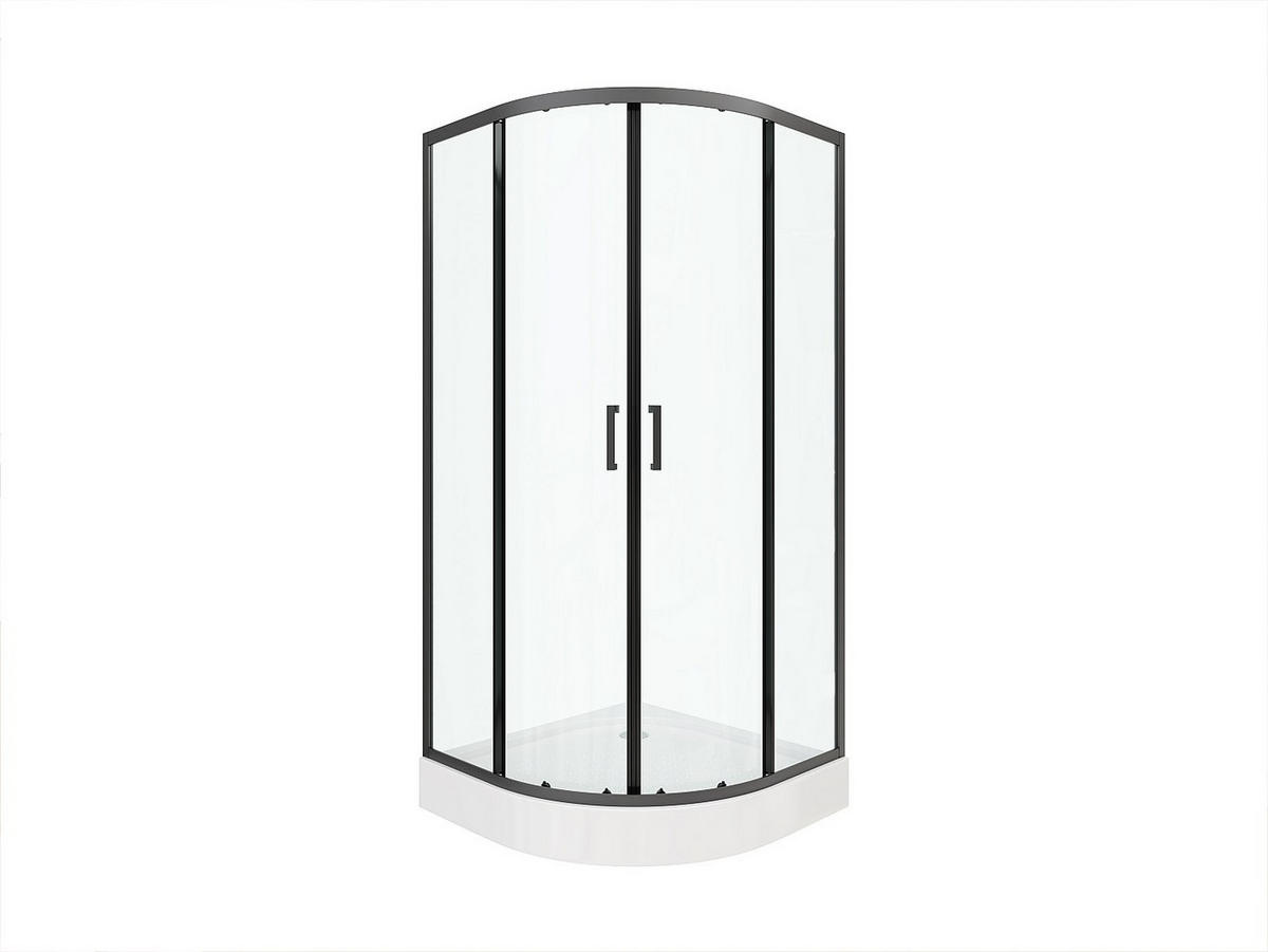 DUSCHTRENNWAND Seitenwand Eckdusche mit Duschwanne - Schwarz - 90x90x192 cm - SIDOA - Schwarz, Metall (90/192cm) - Vente-Unique