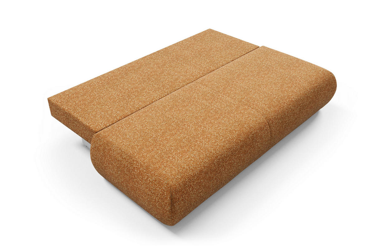 BETTSOFA DELTA Orange Geflochtener Stoff mit Schlaffunktion - Orange, Holz (214/74/100cm) - MASSENO