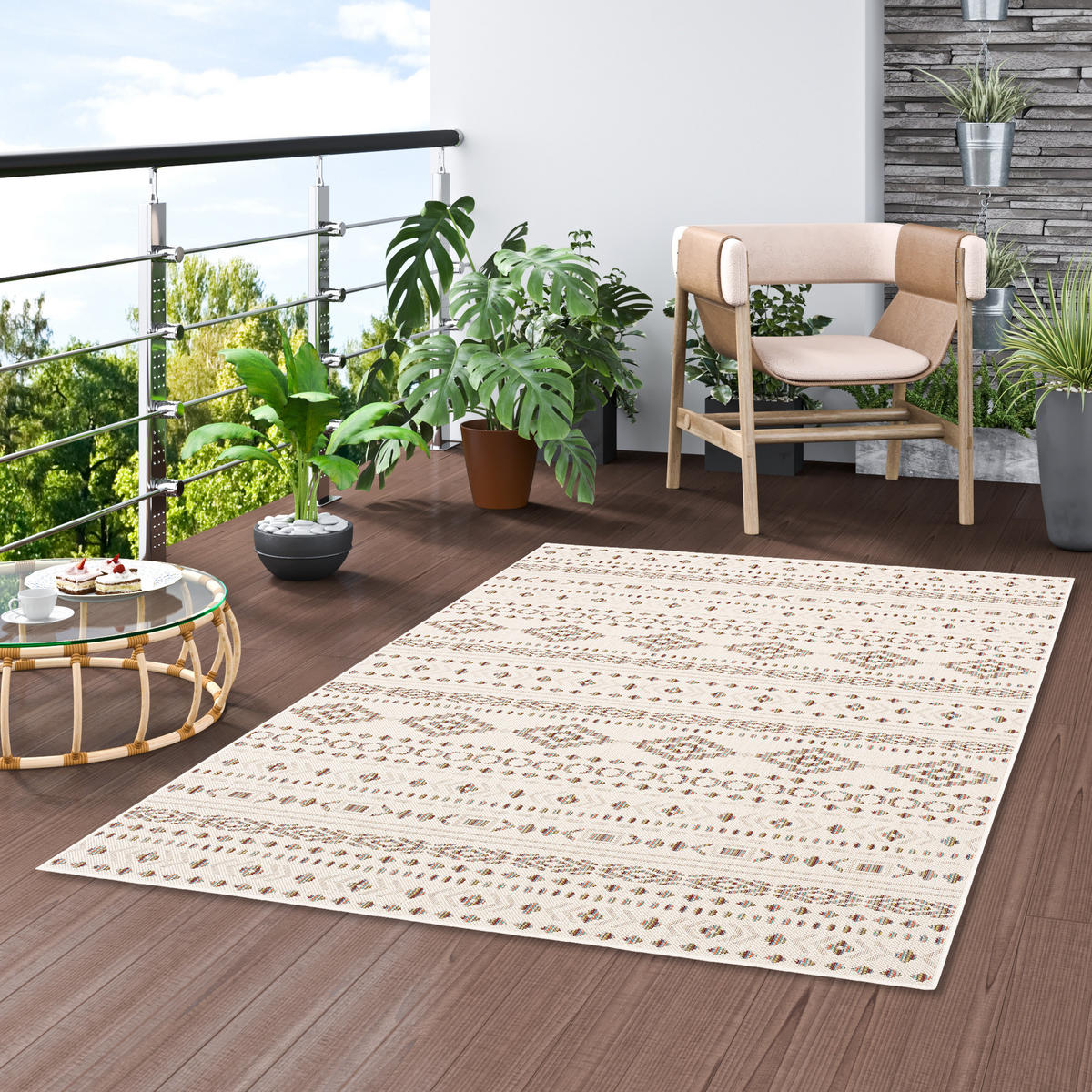 IN & OUTDOOR TEPPICH FLACHGEWEBE CAMPUS ETHNO - Beige, Textil (140/200cm) - Pergamon