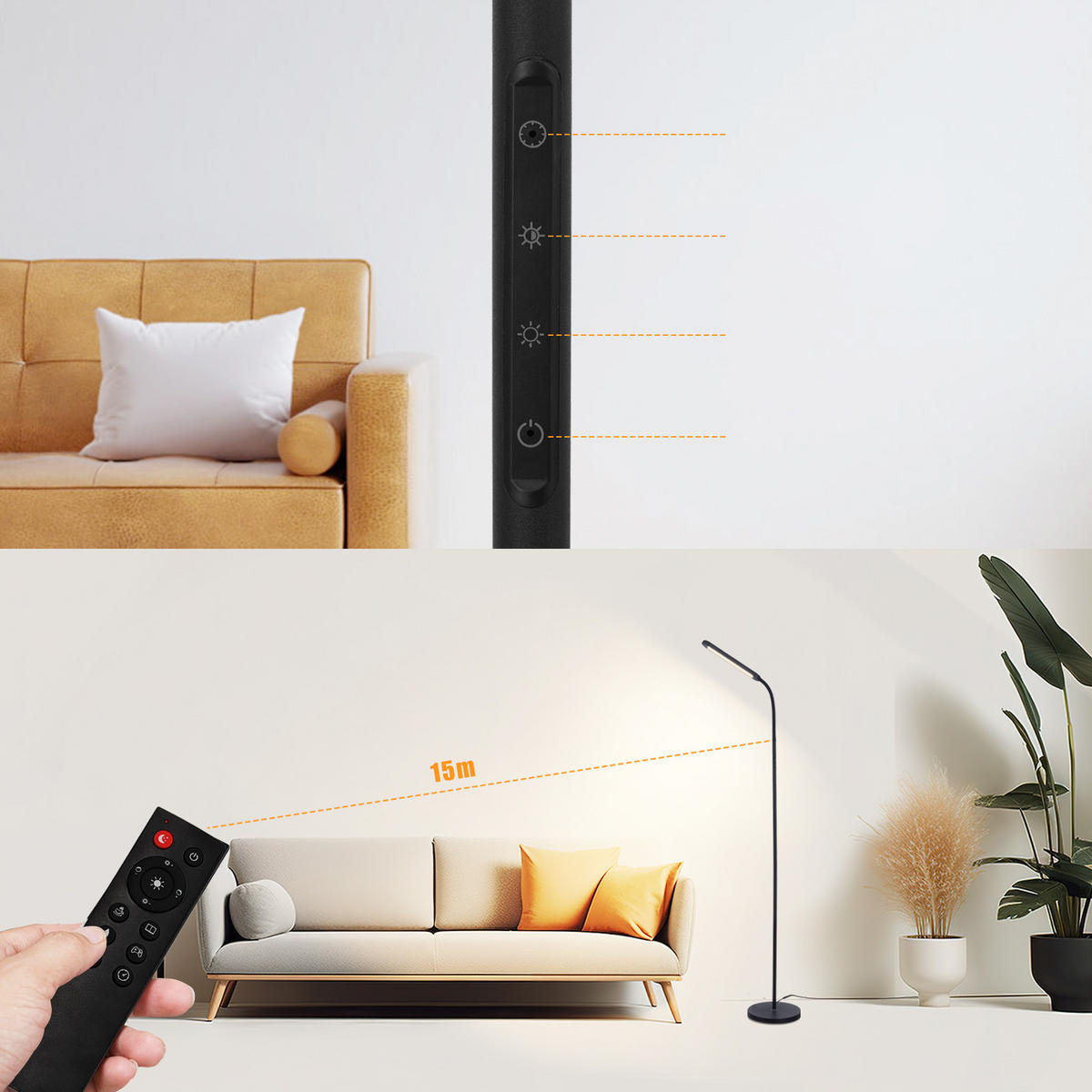 STEHLAMPE Alwin 6.0/137.1/6.0 cm - Schwarz, Metall (6/6/137.1cm) - ZMH