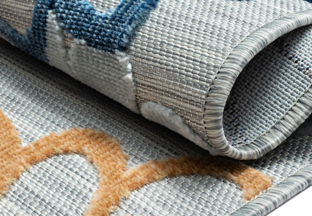 OUTDOORTEPPICH Bramble Dunkelblau,Rostfarben,Currygelb 140/200 cm - Multicolor/Hellgrau, Textil (140/200cm) - My-Rug