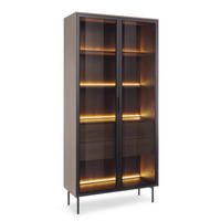 VITRINE Dunin Eiche Hoch 2D2S LED - Schwarz, Holzwerkstoff (91.5/194.6/39.3cm) - Sepro Meble
