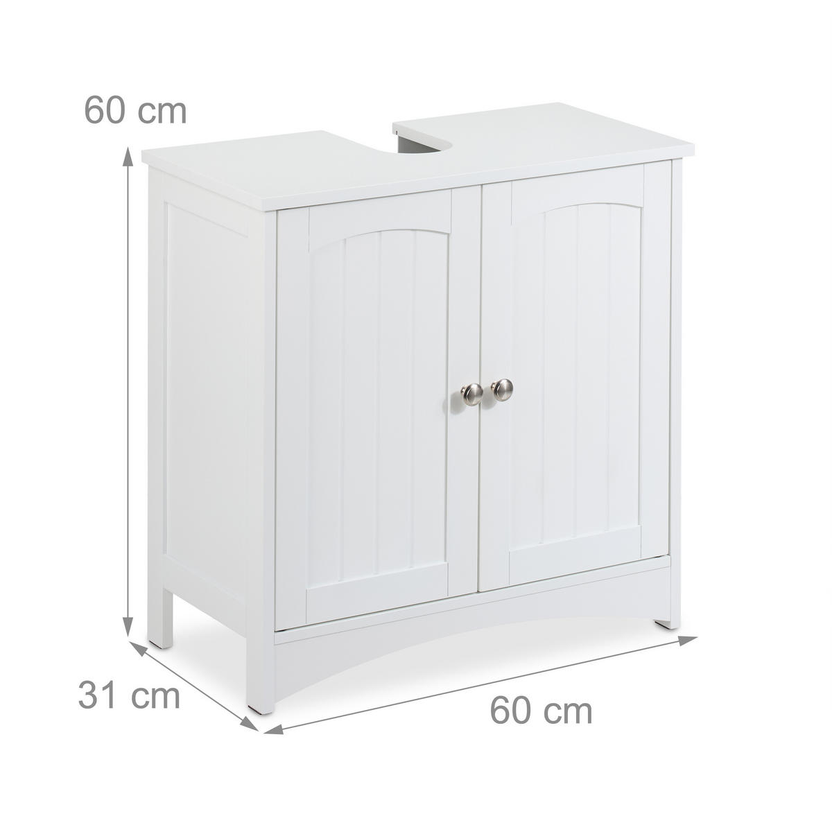 WASCHBECKENUNTERSCHRANK - Weiß, Holzwerkstoff (60/60/31cm) - Relaxdays