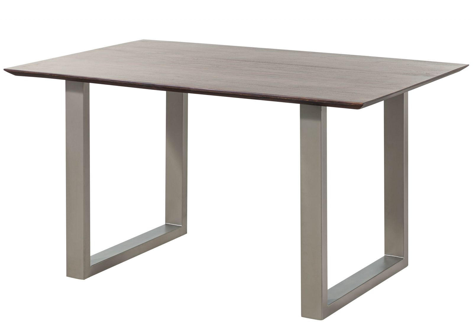 ESSTISCH Akazie 140x90 braun lackiert / U-Beine silber matt SWISS EDGE - Braun, Holz (90/140/76cm) - Massivmoebel24