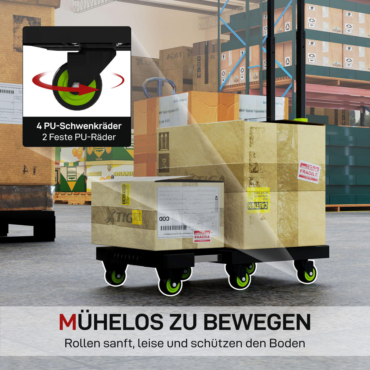 SACKKARRE klappbar Metall Transportkarre mit Räder verstellbar Griff max. 200kg - Grün, Metall (35/102/49cm) - HOMCOM