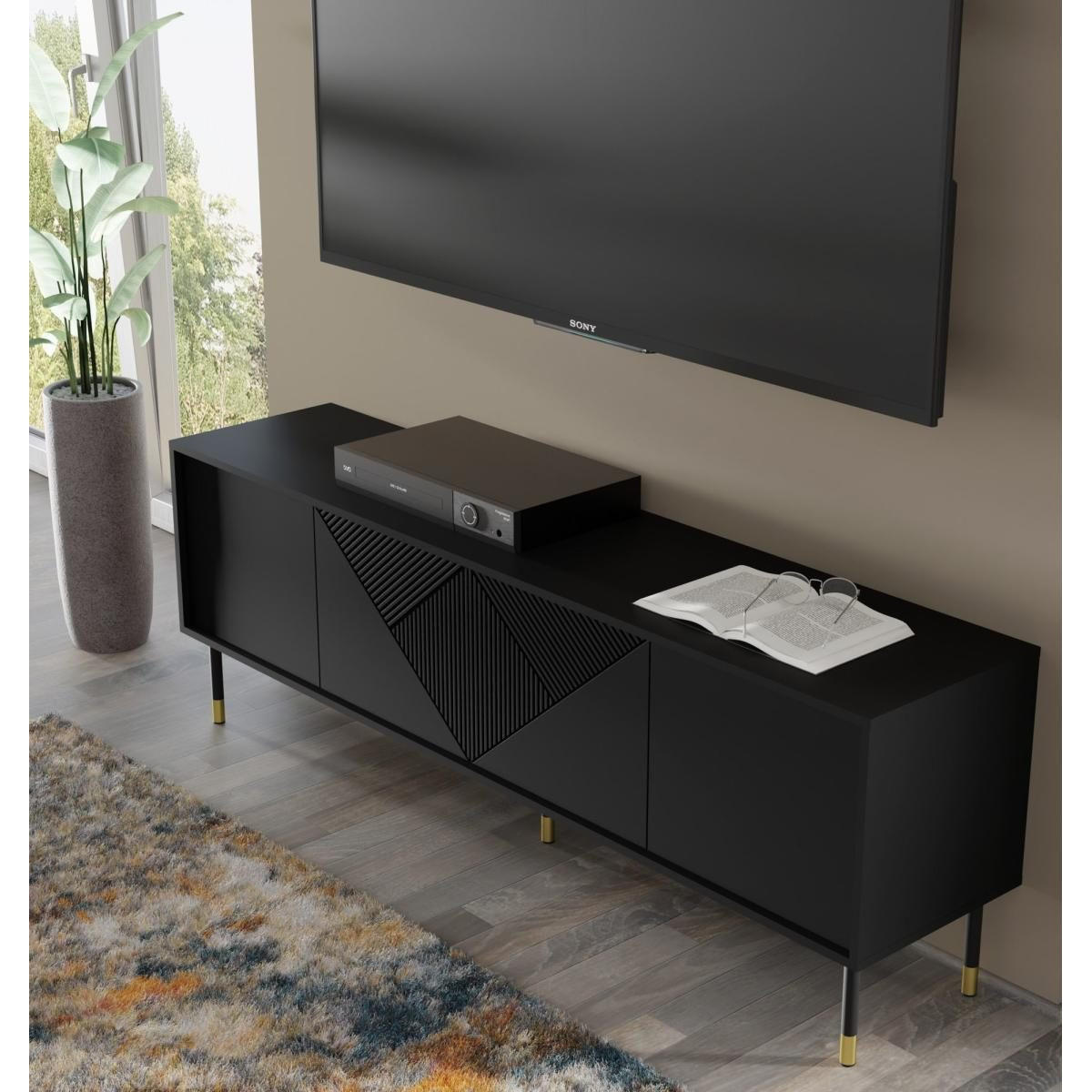 TV-MÖBEL Aglaé Schwarz - Schwarz, Holzwerkstoff (180/61/40cm) - Petits-meubles