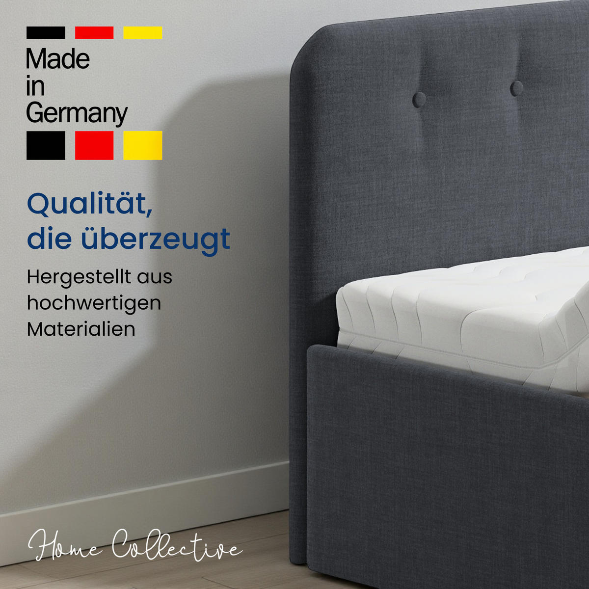 POLSTERBETT mit verstellbarem Lattenrost & Bettkasten, 200 x 200 cm in Anthrazit - Anthrazit, Holzwerkstoff (200/200cm) - Home Collective