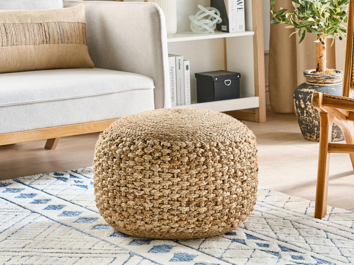 POUF Beige Dinni - Beige, Naturmaterialien (50/35/50cm) - Beliani