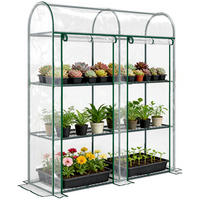 GEWÄCHSHAUS DE-12068 mit 3 Etagen & 2 Rolltüren Transparent - Transparent, Kunststoff (46/164/143cm) - ComfortXL