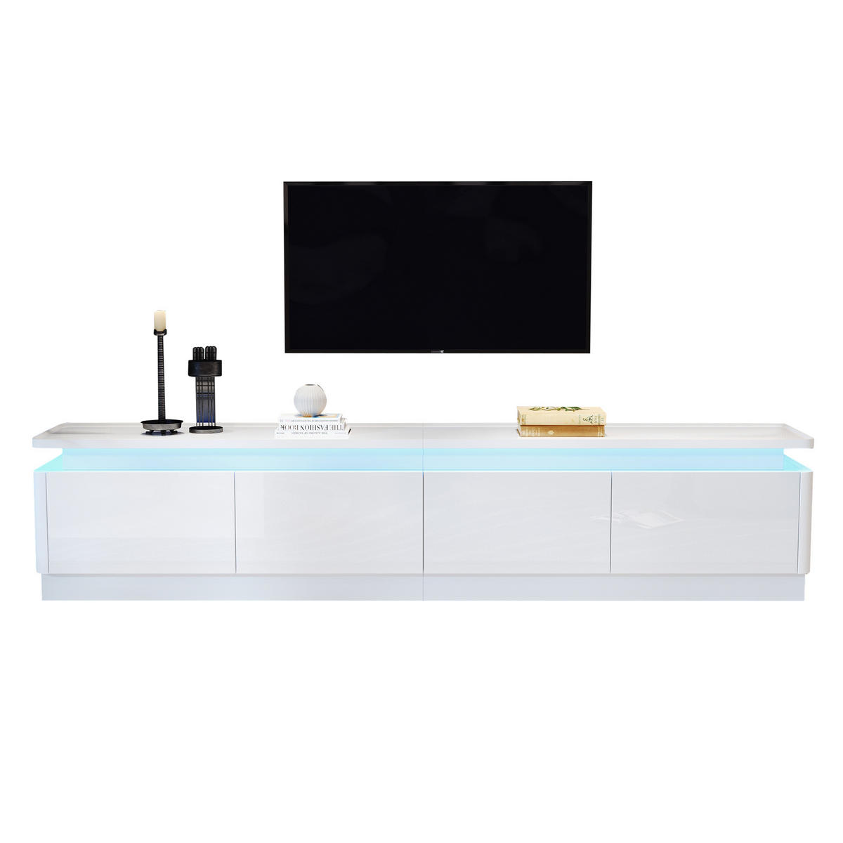 TV-SCHRANK mit 4 Schubladen, Hochglanz und dimmbarer LED 180/34/40 cm - Weiß, Holzwerkstoff (180/40/34cm) - Redom