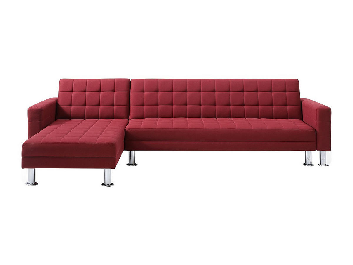 ECKSOFA mit Schlaffunktion - Ecke wechselbar - Stoff - Rot - WILLIS II - Rot, Textil (290/173cm) - Vente-Unique