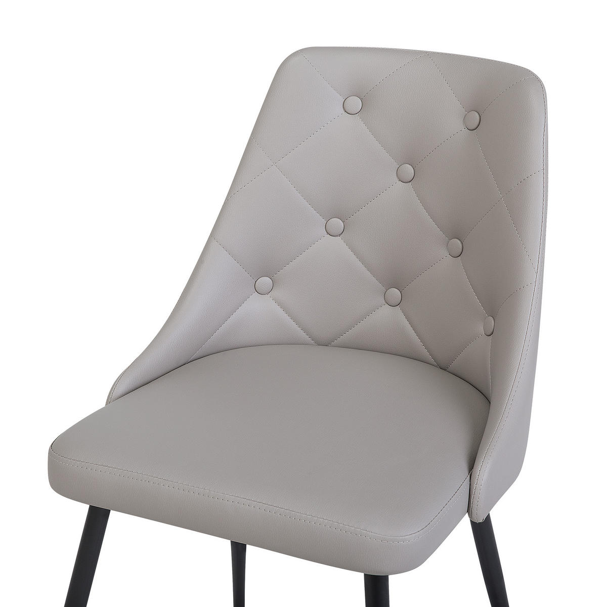 ESSZIMMERSTUHL 2er-Set Kunstleder Grau Valerie - Grau, Textil/Metall (49/81/59cm) - Beliani