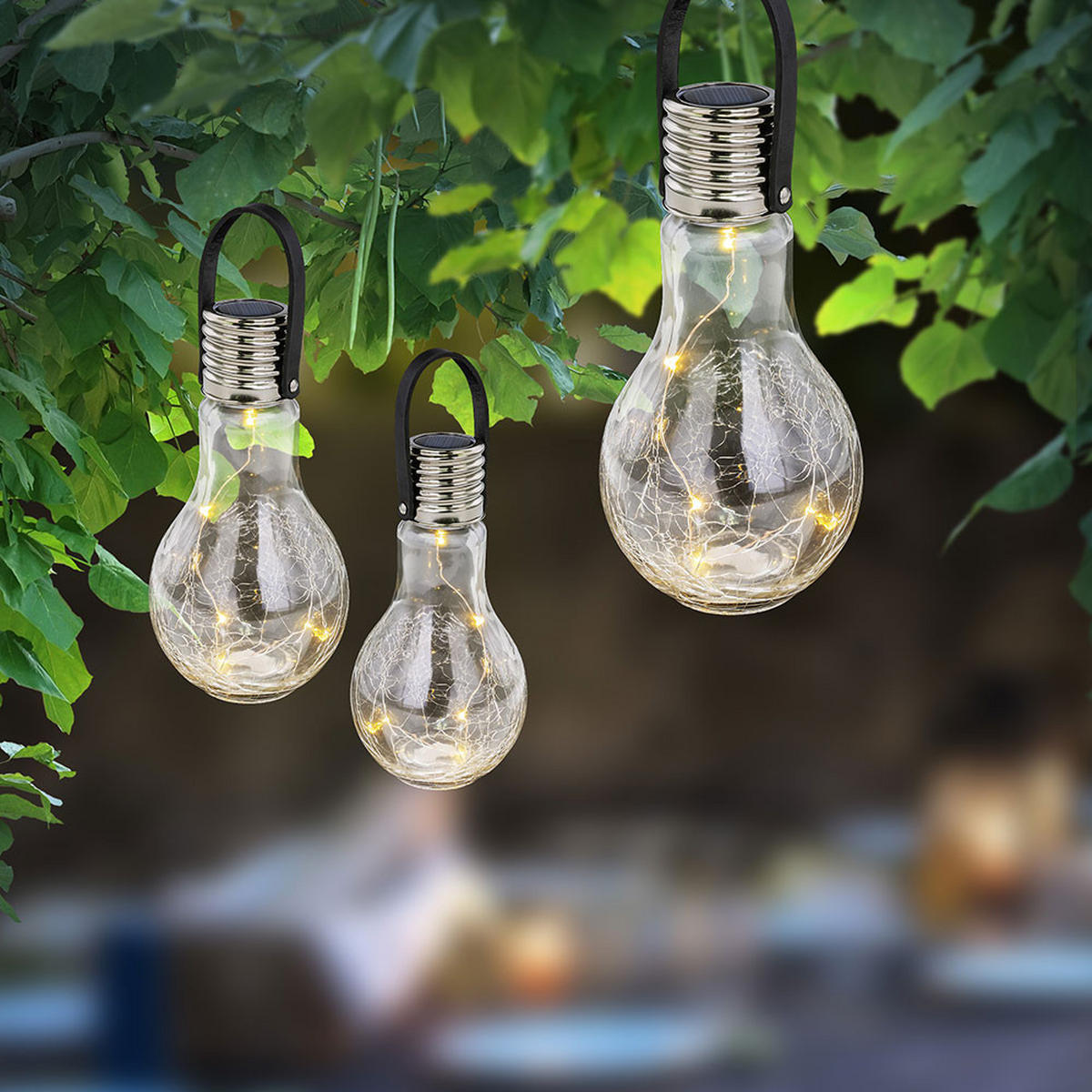 LED AUSSENLEUCHTE Silber Crackle-Glas 2er Set - Silberfarben, Glas (9/9/17.5cm) - Globo Lighting