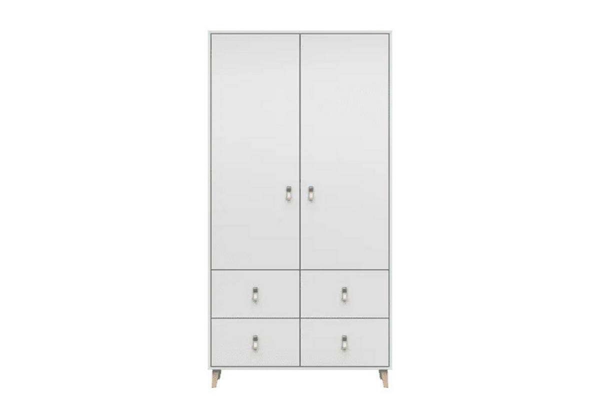 DREHTÜRENSCHRANK - Fago 2D4S - Weiß, Holzwerkstoff/Metall (105/201.5/55cm) - Möblo