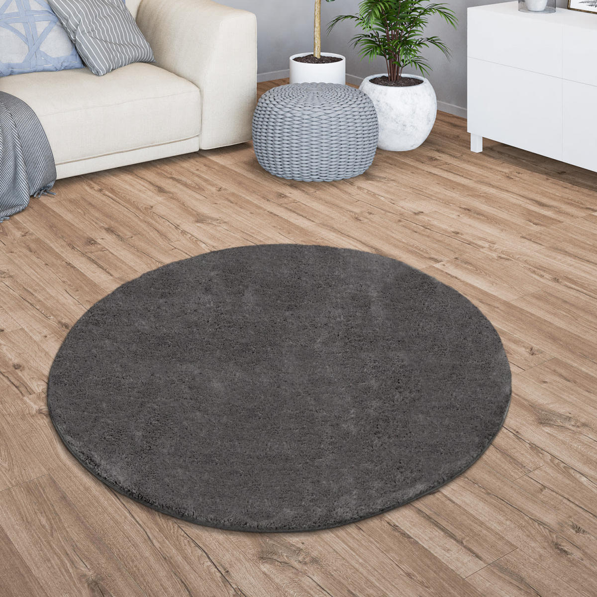 FLACHWEBETEPPICH Anthrazit Ø 160 cm - Anthrazit, Kunststoff (160/160cm) - TT Home