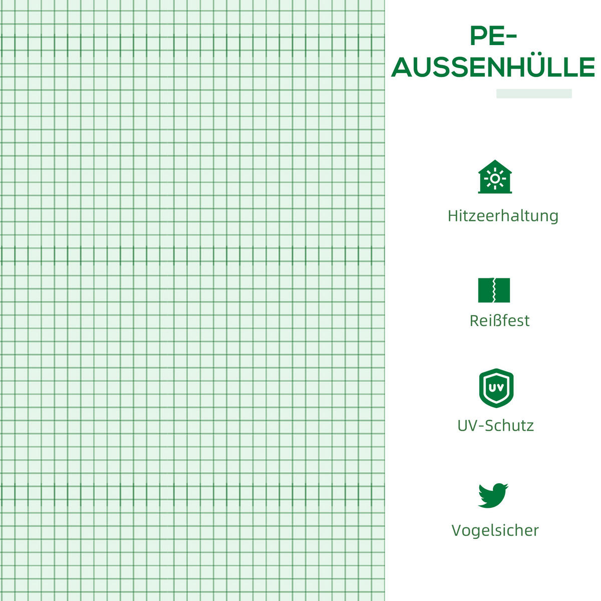 FOLIENGEWÄCHSHAUS, Grün, PE, Stahl - Grün, Kunststoff (60/60/120cm) - Outsunny