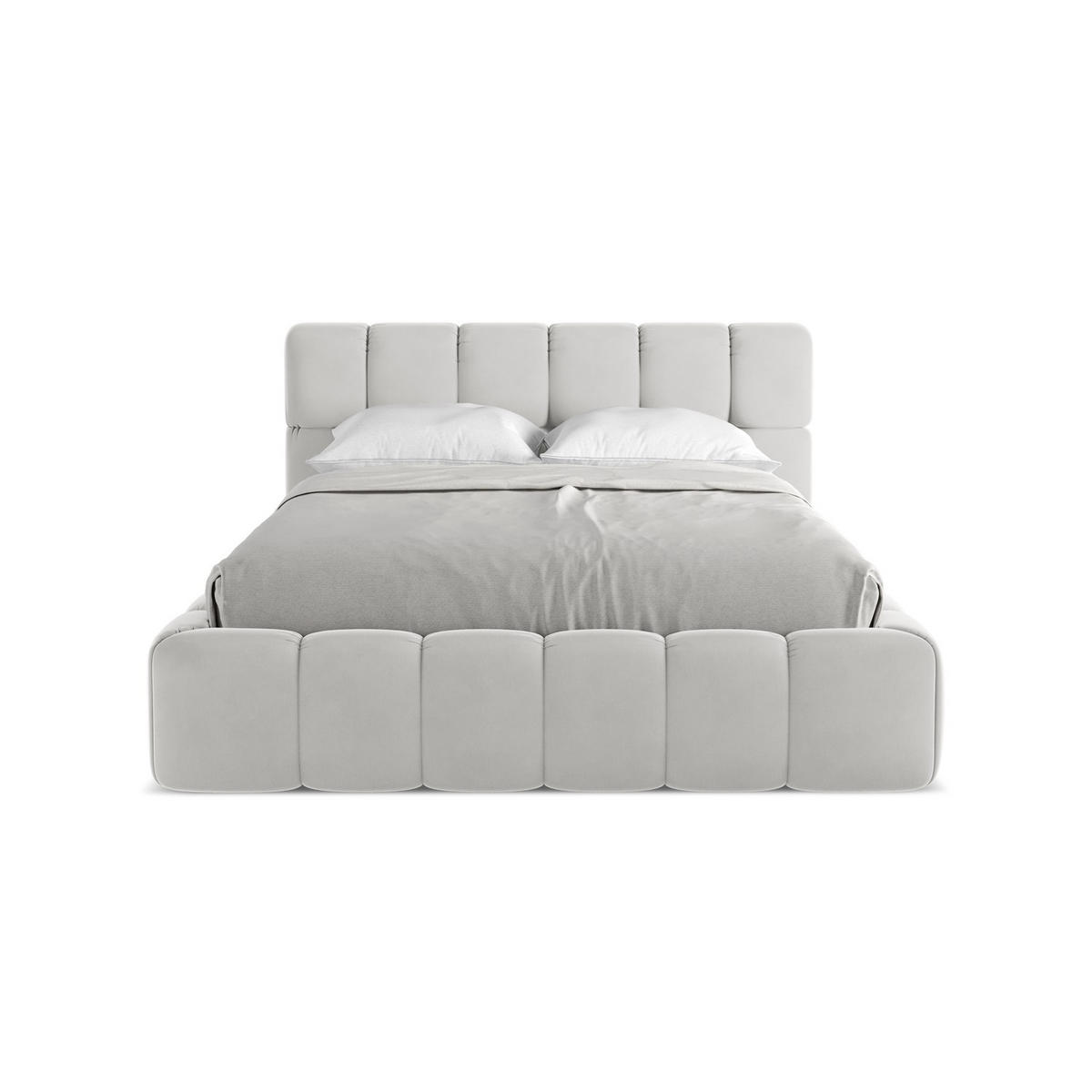 POLSTERBETT mit Bettkasten und Lattenrost 160x228 Grau - Silberfarben/Schwarz, Kunststoff/Textil (140/200cm) - LaMiaSofa