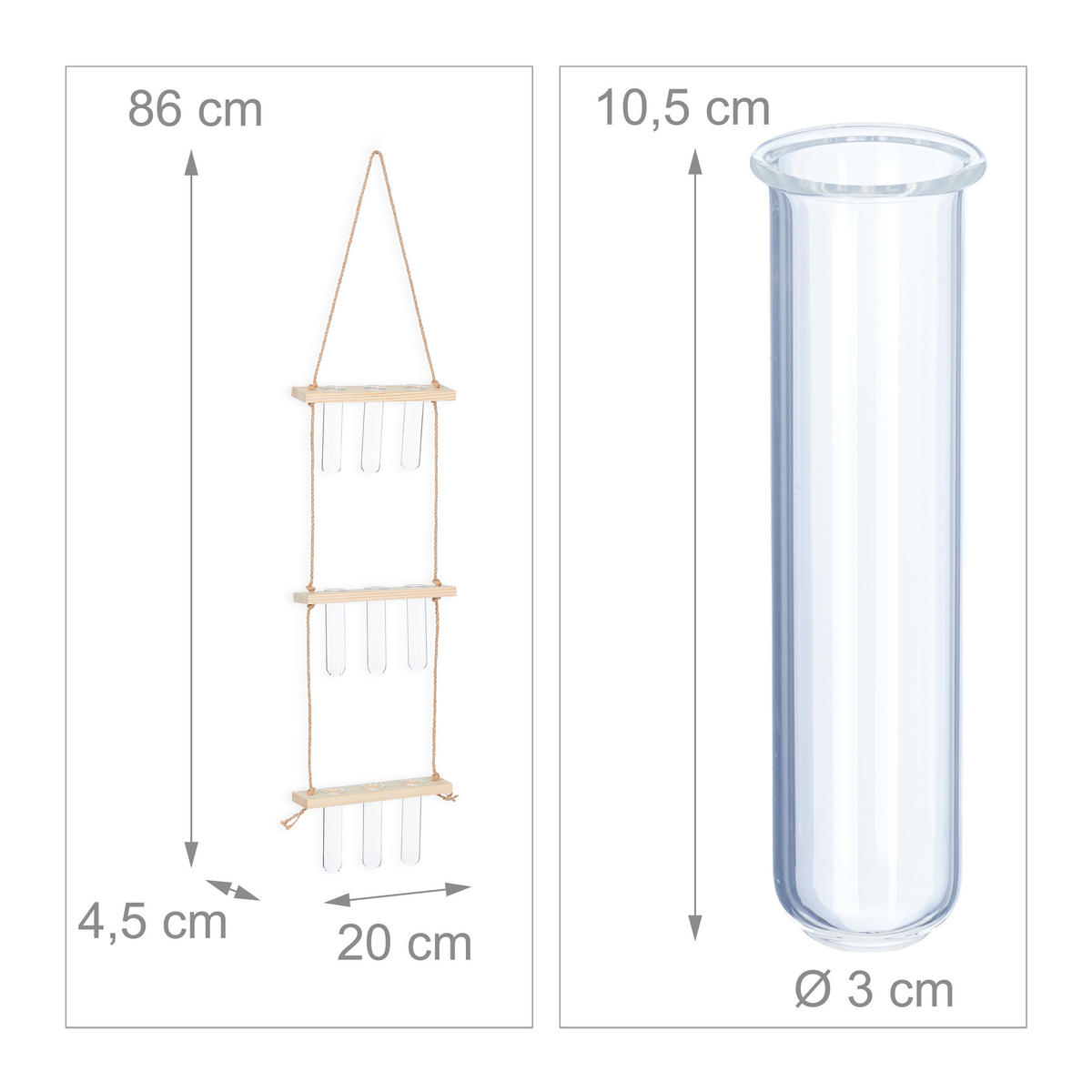 PFLANZEN-VERMEHRUNGSSTATION - Multicolor, Glas/Holz (20/86/4.5cm) - Relaxdays