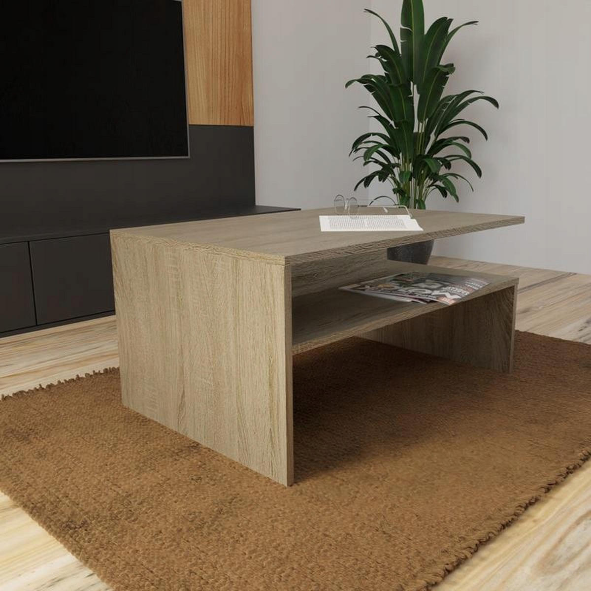 COUCHTISCH BOSTON EX3 Sonoma Eiche 90/60/45 cm - Sonoma Eiche, Holzwerkstoff (60/90/45cm) - Matkam Möbel