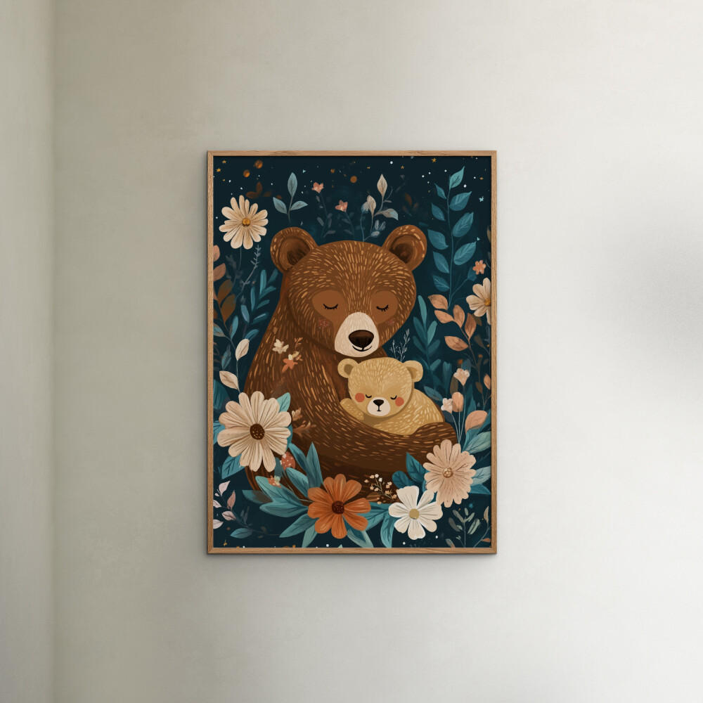 POSTER Affordable Art Prints x Andreas Magnusson - Mama Bear with Cub - Blau, Papier (50/70/0.1cm) - Poster&Frame