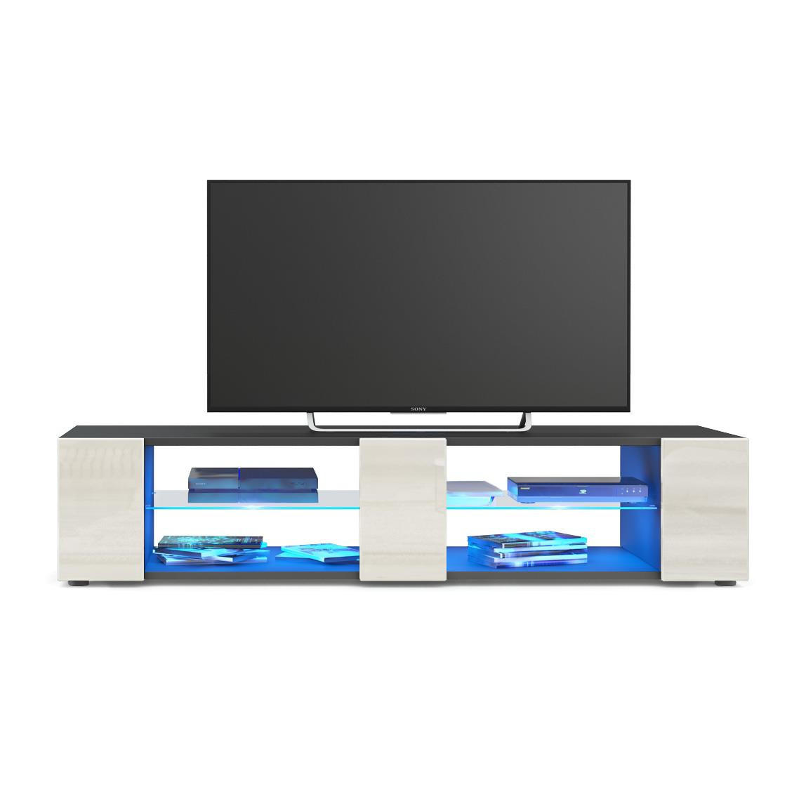 LOWBOARD Movie Fronten in Creme Hochglanz - Creme, Holzwerkstoff (135/30/39cm) - Vladon