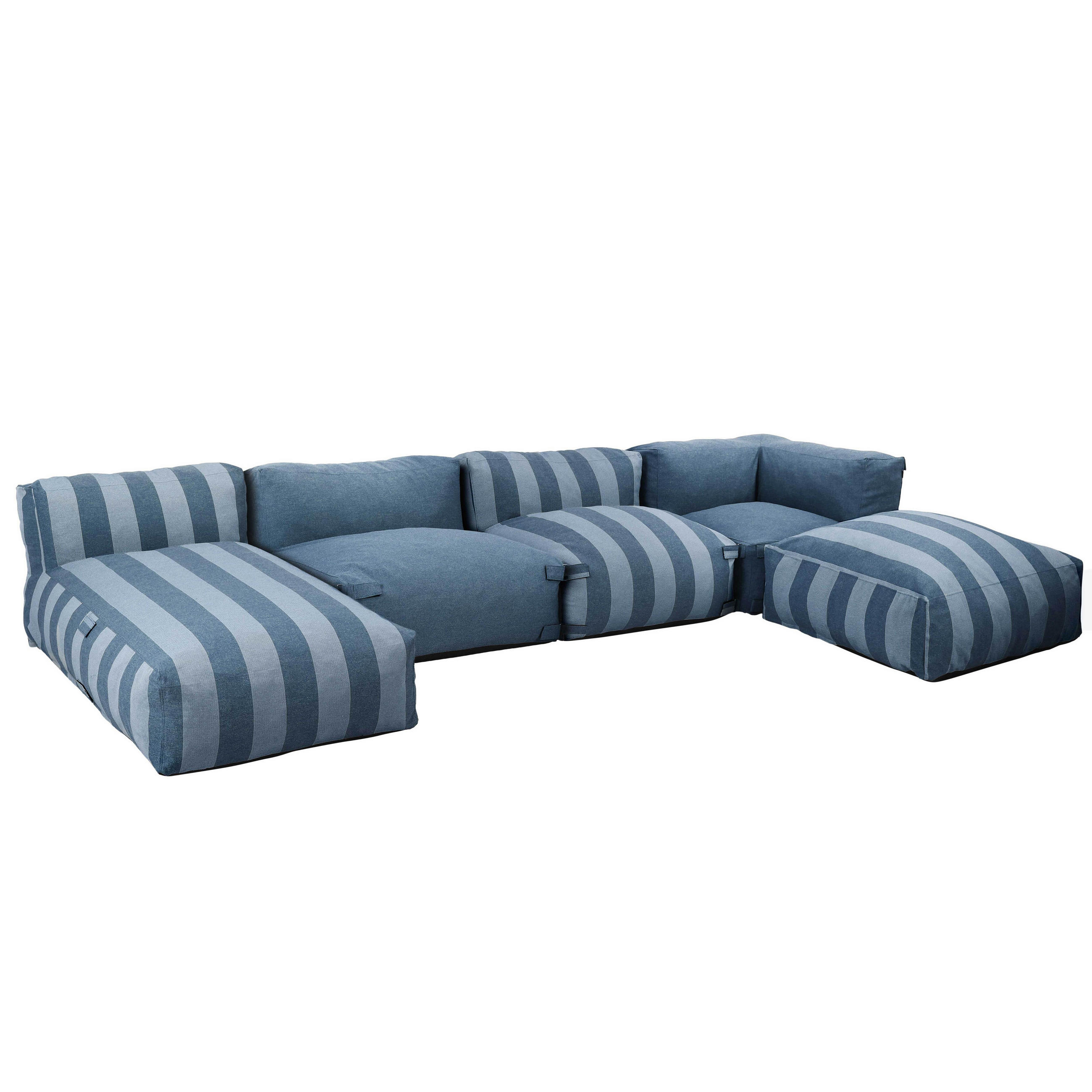 GARTENSOFA mit 5 Sitzplätzen, Pazifikblau - Blau, Textil - Oviala