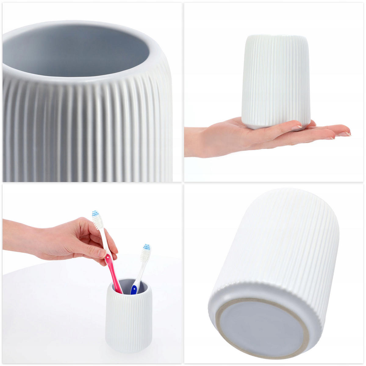 BADEZIMMERBECHER - Weiß, Keramik (8/11cm) - KADAX