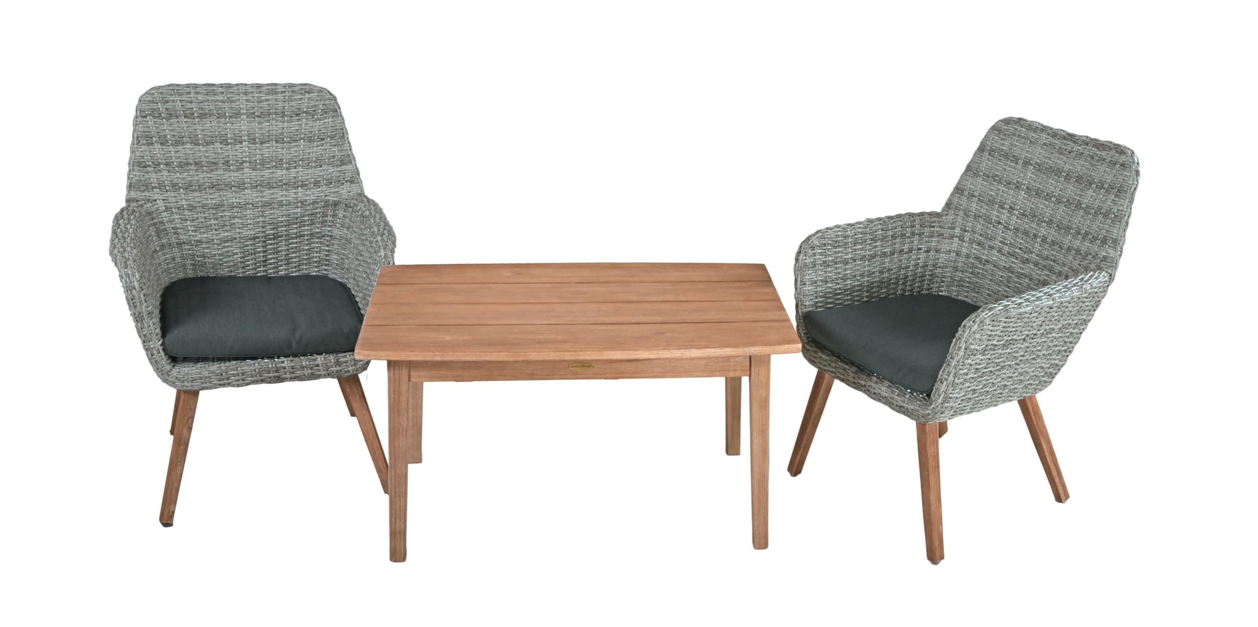 GARTEN-SITZGRUPPE Doha 3-teilig Klein Gartenmöbel-Set - Hellbraun, Holz - DELUKE