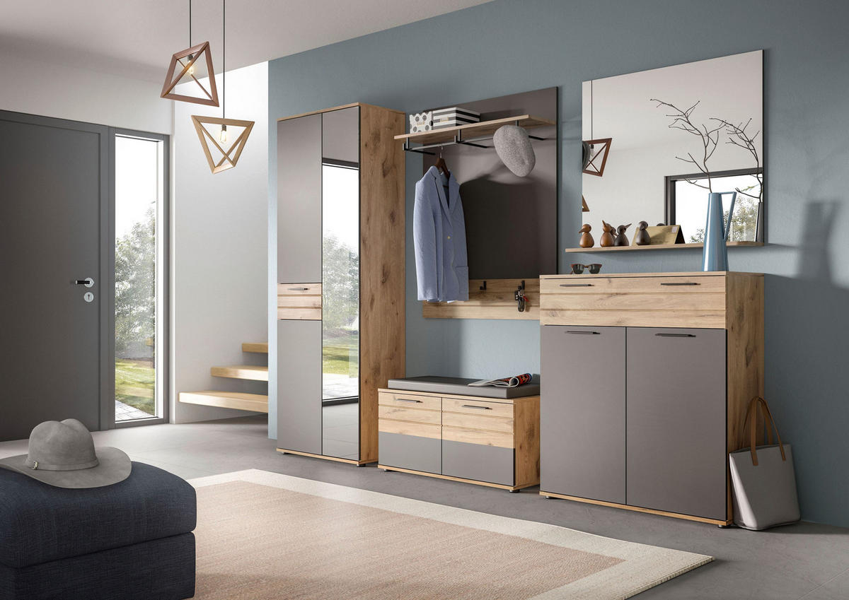 PANEEL MASON (B/H/T: ca. 90/117/25 cm) in Nox Oak Nachbildung/Basalt grau - Eichefarben, Holzwerkstoff (90/117/25cm)