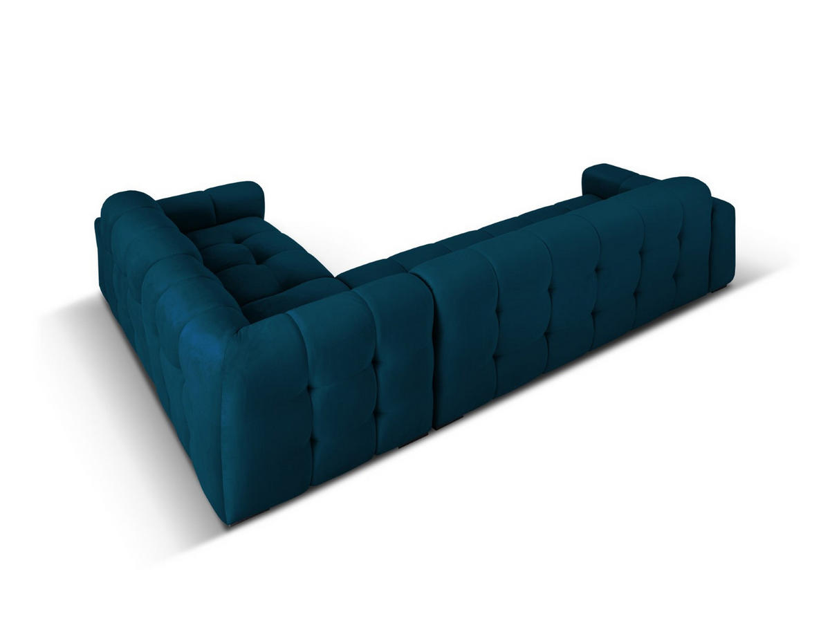 ECKSOFA rechts Kendal aus Samt marineblau 6 Sitzplätze - Blau, Textil (231/332cm) - Micadoni
