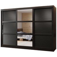 SCHWEBETÜRENSCHRANK 200/250/62 3-türig - Schwarz, Holz/Kunststoff (250/200/62cm) - MÖBEL KRYSPOL