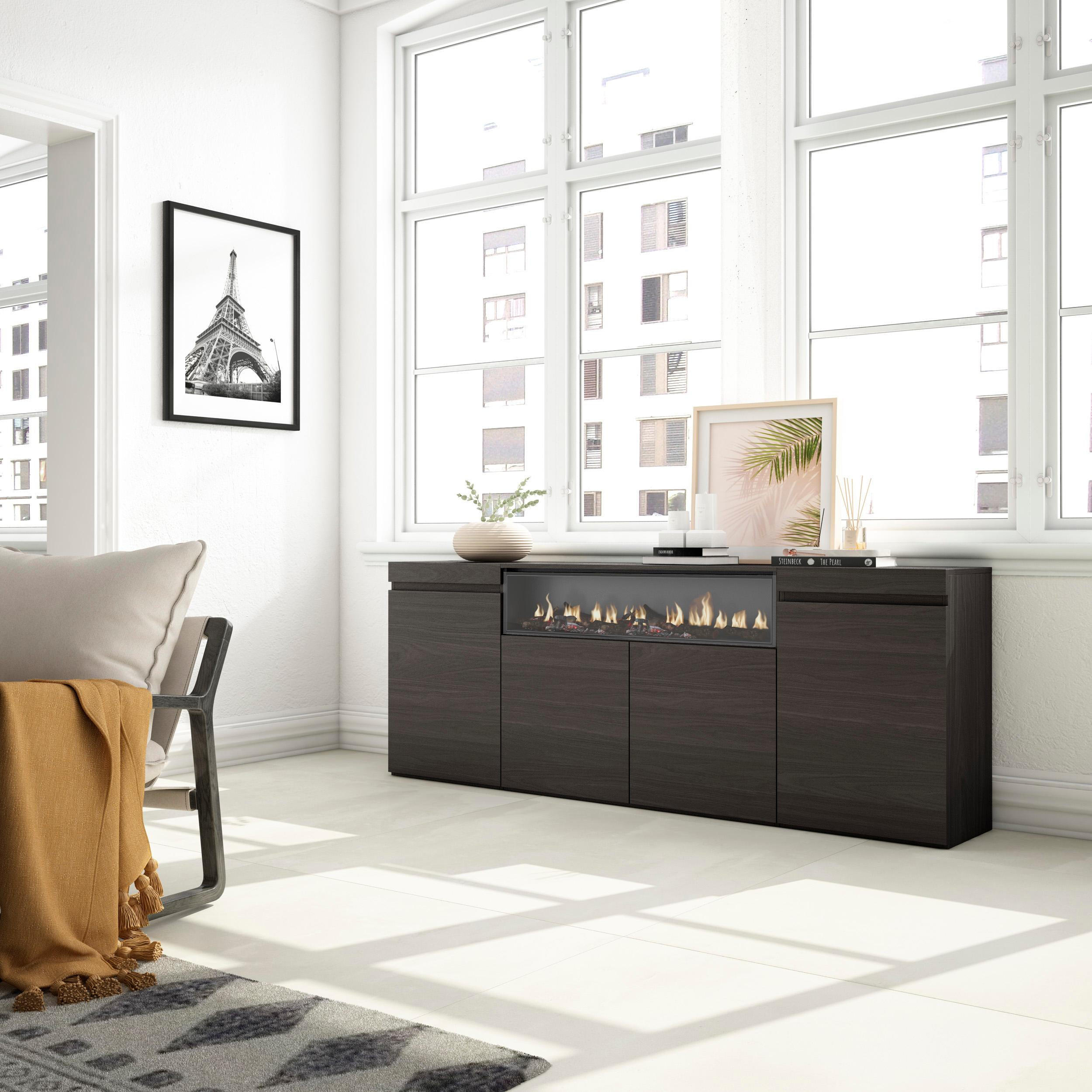 SIDEBOARD, Elektrokamin, Schwarz - Schwarz, Holzwerkstoff (35/75/203cm) - Skraut Home
