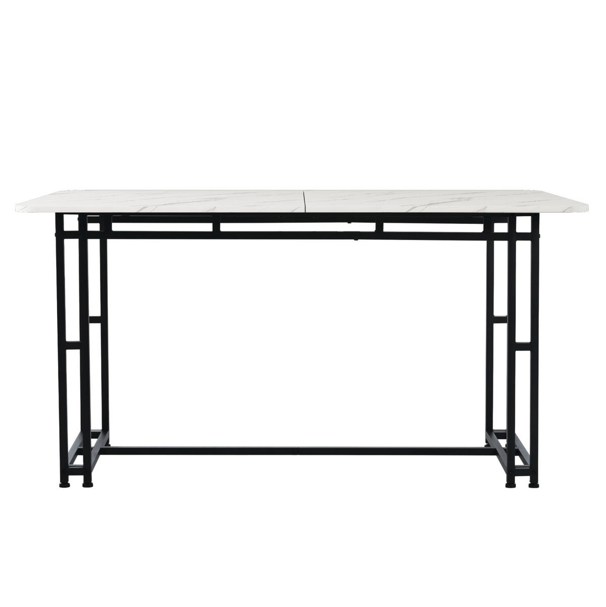 ESSTISCH 140/80 cm in Schwarz/Weiß mit MDF-Platte und schwarzen Metallbeinen - Weiß, Holzwerkstoff (140/80/74cm) - Flora Grace