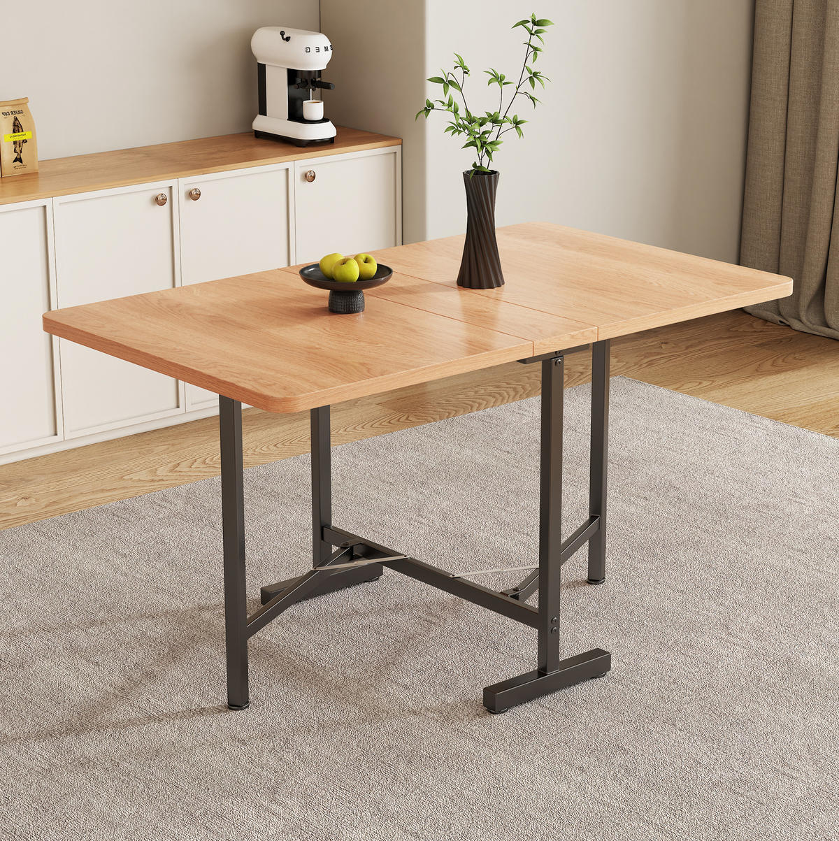 JEDÁLENSKÝ stôl 120 cm/80 cm, MDF, americký dub biely, rozkladací a skladací - farba duba, kompozitné drevo (120/80/75cm) - BEAOK