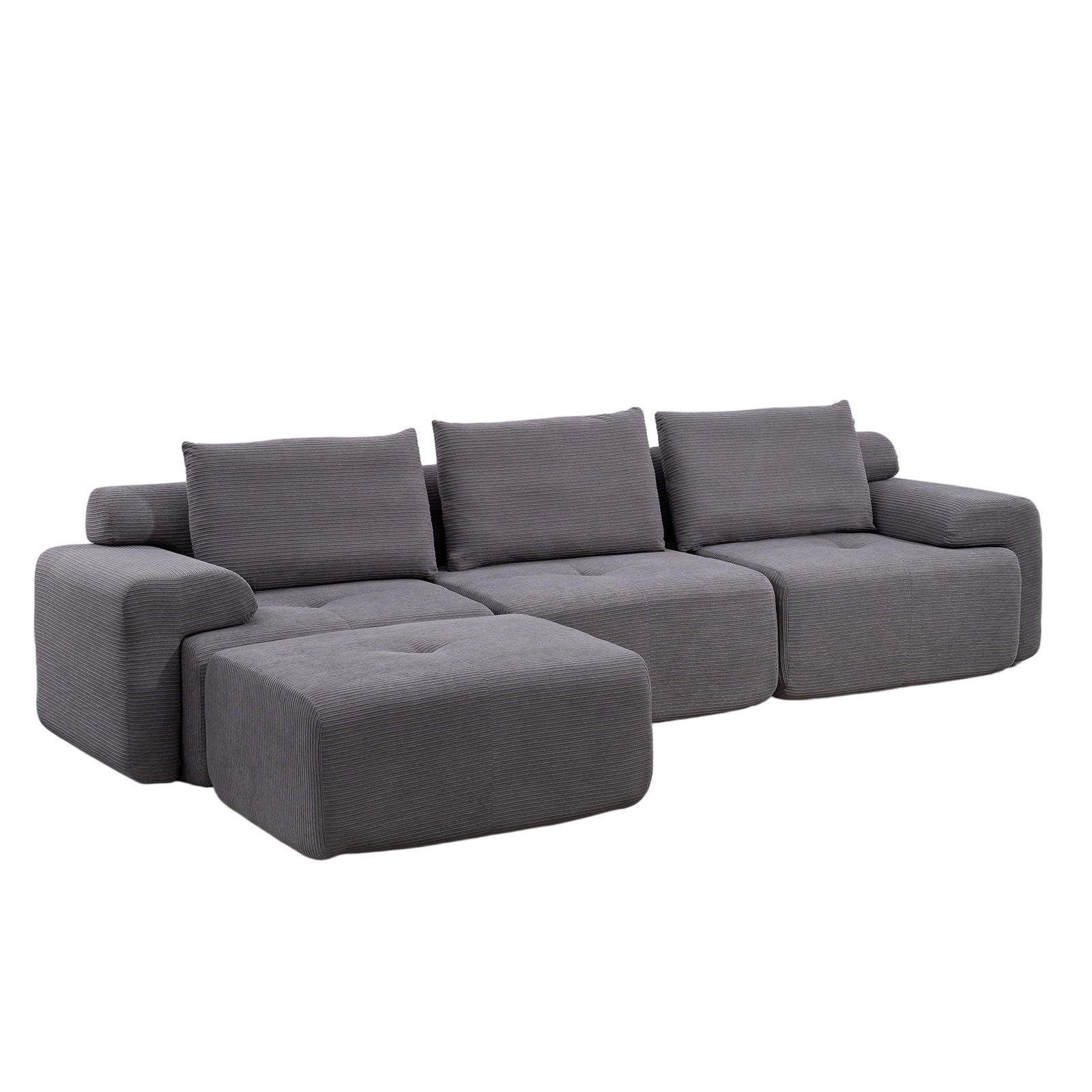 ECKSOFA DE-35276 modular mit Memory-Schaum Grau - Dunkelgrau, Textil (137/305cm) - ComfortXL