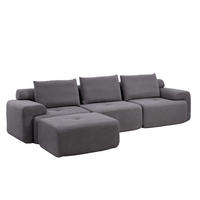 ECKSOFA DE-35276 modular mit Memory-Schaum Grau - Dunkelgrau, Textil (137/305cm) - ComfortXL