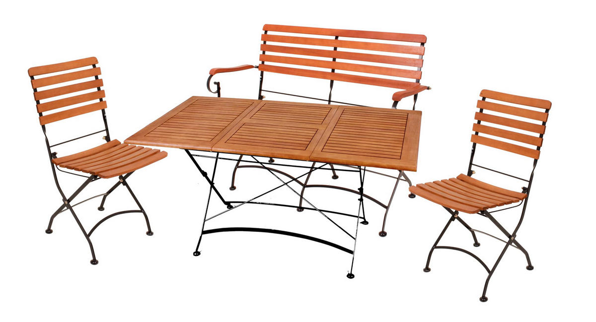 GARTEN-SITZGRUPPE Alma Ohne Armlehne Gartenmöbel-Set - Schwarz, Holz - DELUKE