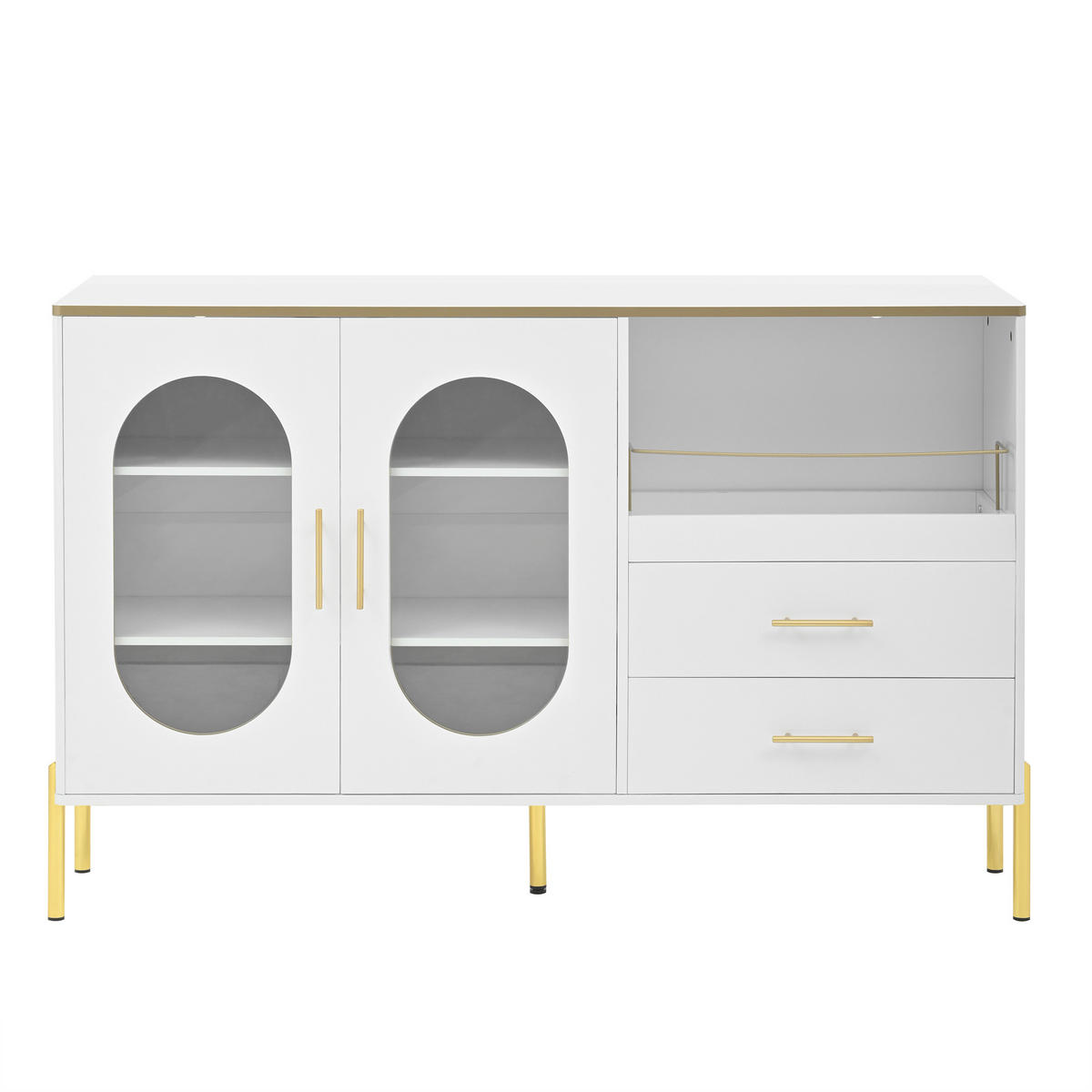 SIDEBOARD 140/38/90 cm Weiß aus MDF mit 2 Schubladen - Weiß, Holzwerkstoff (140/90/38cm) - OKWISH