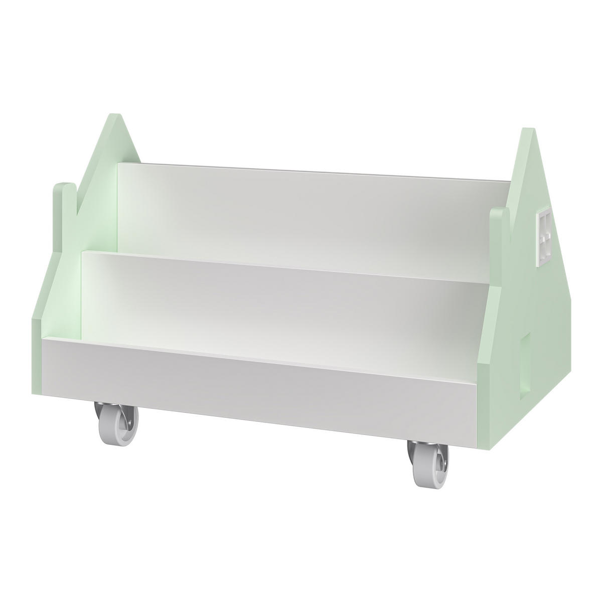 DĚTSKÁ POLICE Vipsali - bílá/mátově zelená, kompozitní dřevo (50/34/33cm) - [en.casa]