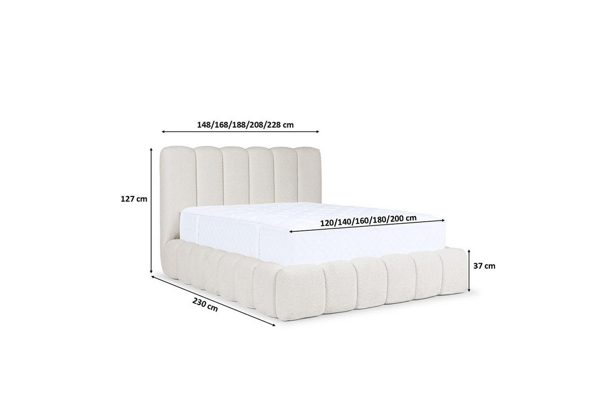POLSTERBETT Mit Bettkasten, Chenille-Stoff Catch Me, Creme, 140x200 cm, CANDE - Creme, Holz (140/200cm) - Kaiser Möbel