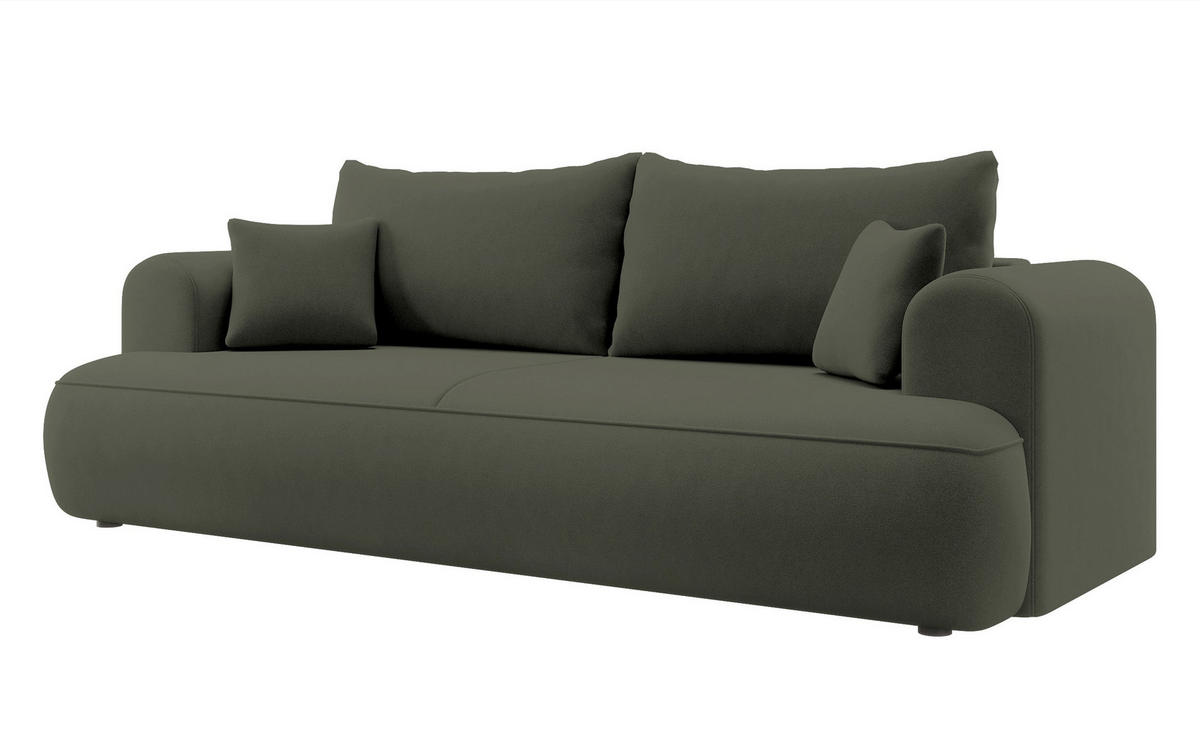 SCHLAFSOFA Ovo Olivgrün Velours - Olivgrün, Textil (250/100/110cm) - Selsey